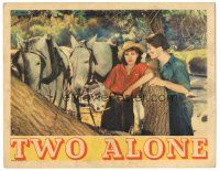 3y930 TWO ALONE LC '34 Tom Brown stares at unhappy Jean Parker by work horses!