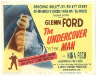 3y241 UNDERCOVER MAN TC '49 lawman's badge shines a light on Glenn Ford posing as gangster!
