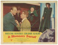 3y985 WOMAN'S SECRET LC #7 '49 close up of Melvyn Douglas & Bill Williams, Nicholas Ray!