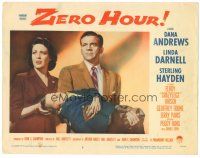 3y996 ZERO HOUR LC #2 '57 close up of Linda Darnell with Dana Andrews carrying unconscious boy!