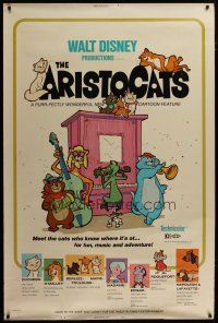 3z252 ARISTOCATS 40x60 '71 Walt Disney feline jazz musical cartoon, great colorful image!