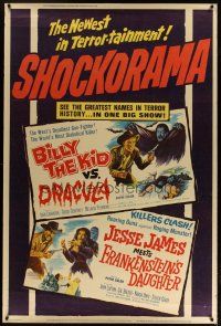 3z257 BILLY THE KID VS. DRACULA/JESSE JAMES MEETS FRANKENSTEIN'S DAUGHTER 40x60 '65 western horror