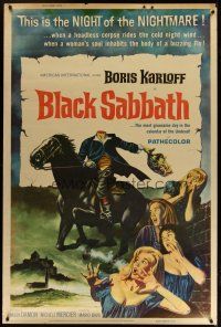 3z260 BLACK SABBATH 40x60 '64 Boris Karloff in Mario Bava's I Tre volti Della Paura, severed head!