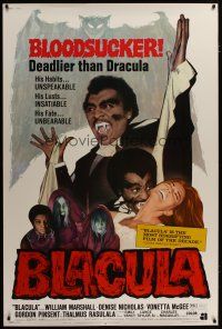 3z261 BLACULA 40x60 '72 black vampire William Marshall is deadlier than Dracula, great image!