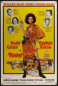 3z285 FRIDAY FOSTER 40x60 '76 artwork of sexiest Pam Grier with gun and camera!