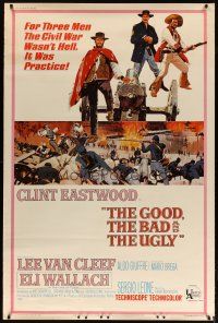 3z289 GOOD, THE BAD & THE UGLY 40x60 '68 Clint Eastwood, Lee Van Cleef, Sergio Leone, cool art!