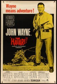 3z293 HATARI 40x60 R67 Howard Hawks, full-length art of John Wayne in Africa!