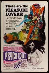 3z326 PSYCH-OUT 40x60 '68 AIP, psychedelic drugs, sexy pleasure lover Susan Strasberg!