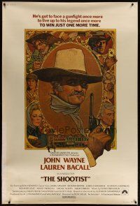 3z334 SHOOTIST 40x60 '76 best Richard Amsel artwork of cowboy John Wayne & cast!