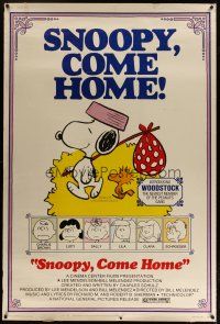 3z338 SNOOPY COME HOME 40x60 '72 Peanuts, Charlie Brown, great Schulz art of Snoopy & Woodstock!