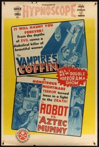 3z352 VAMPIRE'S COFFIN/ROBOT VS THE AZTEC MUMMY 40x60 '64 wacky double-feature horrorama show!