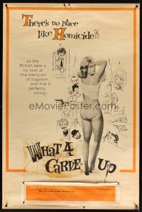 3z354 WHAT A CARVE UP 40x60 '62 Sidney James, Kenneth Connor, Shirley Eaton, sexy homicide!