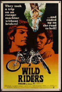 3z358 WILD RIDERS 40x60 '71 Alex Rocco & Arell Blanton, bikers on the road to Hell!