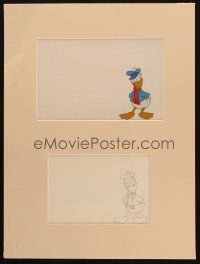 3z098 DONALD DUCK mounted & shrink wrapped w/COA animation cel '80s matching pencil drawing!