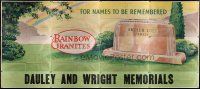 3z028 DAULEY & WRIGHT MEMORIALS billboard '40s wonderful art of rainbow & cemetery!