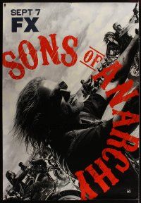 3z237 SONS OF ANARCHY DS bus stop '08 Katey Sagal, Tommy Flanagan, Ron Perlman, biker gang action!