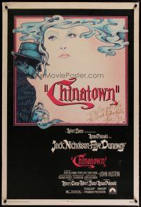 3z089 CHINATOWN signed 1sh '74 by artist Jim Pearsall to Judith Crist, classic Nicholson & Dunaway!