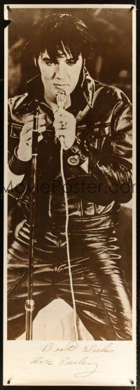 3z197 ELVIS PRESLEY commercial poster '81 cool portrait of The King in black leather!