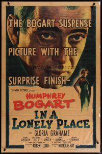 3z091 IN A LONELY PLACE 1sh '50 huge headshot art of Humphrey Bogart, plus sexy Gloria Grahame!