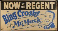 3z119 MR. MUSIC local theater paper banner '50 great silkscreen artwork image of Bing Crosby!
