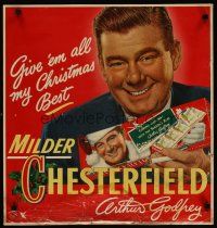 3z102 CHESTERFIELD 21x22 advertising poster '50s Godfey's best Christmas present, cigarettes!