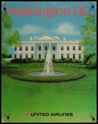 3z066 UNITED AIRLINES WASHINGTON D.C. travel poster 1970s cool Sauer artwork of The White House!