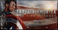 3z364 CAPTAIN AMERICA: THE FIRST AVENGER vinyl banner '11 Chris Evans as the Marvel Comics hero!