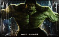 3z370 INCREDIBLE HULK vinyl banner '08 Liv Tyler, Edward Norton, cool image of Hulk!