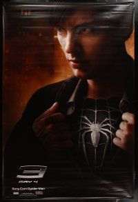 3z384 SPIDER-MAN 3 2-sided vinyl banner '07 Sam Raimi, Tobey Maguire in black costume!