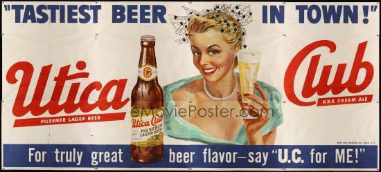 Utica Club XX Pilsener Lager Beer Canvas Art Poster 18"x 24" 1955 Beer Cans