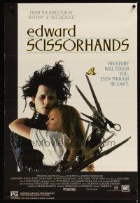 4a016 EDWARD SCISSORHANDS Aust 1sh '90 Tim Burton classic, scarred Johnny Depp & Winona Ryder!