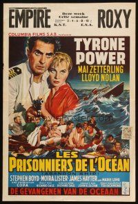 4a531 ABANDON SHIP Belgian '57 Tyrone Power & 25 survivors in a lifeboat which can hold only 12!