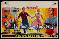 4a535 APRIL LOVE Belgian '57 full-length romantic art of Pat Boone & sexy Shirley Jones!