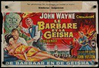 4a537 BARBARIAN & THE GEISHA Belgian '58 John Huston, different art of John Wayne & Eiko Ando!