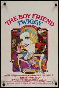 4a542 BOY FRIEND Belgian '71 cool art of sexy Twiggy by Dick Ellescas, directed by Ken Russell!