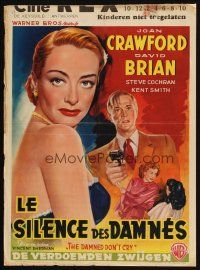 4a555 DAMNED DON'T CRY Belgian '50 Joan Crawford is the private lady of a Public Enemy!
