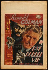 4a560 DOUBLE LIFE Belgian '47 film noir art, Ronald Colman, Signe Hasso & Shelley Winters!