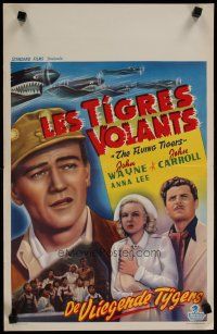 4a565 FLYING TIGERS Belgian 1949 John Wayne, John Carroll, Anna Lee, art of WWII airplanes!