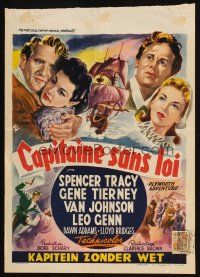 4a602 PLYMOUTH ADVENTURE Belgian '52 Spencer Tracy, Gene Tierney, cool art of ship at sea!