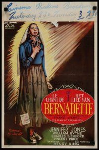 4a617 SONG OF BERNADETTE Belgian '47 artwork of angelic Jennifer Jones by Norman Rockwell!