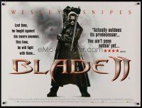 4a456 BLADE II British quad '02 great image of Wesley Snipes in leather coat w/sword!