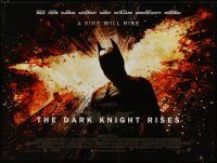 4a469 DARK KNIGHT RISES DS British quad '12 Christian Bale as Batman, a fire will rise!