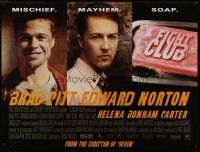 4a479 FIGHT CLUB DS British quad '99 great portraits of Edward Norton and Brad Pitt & bar of soap!