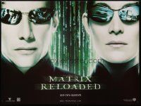 4a493 MATRIX RELOADED teaser DS British quad '03 Keanu Reeves & Carrie-Anne Moss close-up!