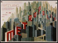 4a496 METROPOLIS DS British quad R10 Fritz Lang classic, art of city by Bilinsky!