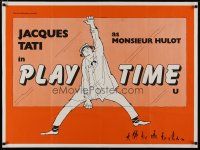 4a508 PLAYTIME British quad '67 great artwork of Jacques Tati as Monsieur Hulot!