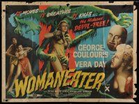 4a524 WOMAN EATER British quad '57 different art of wacky tree monster grabbing sexy woman!