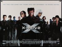 4a526 X-MEN 2 advance British quad '03 great image of Hugh Jackman, sexy Anna Paquin & cast!