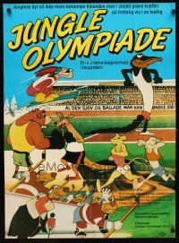 4a362 ANIMALYMPICS Danish '80 artwork from wacky family Olympic sports comedy!