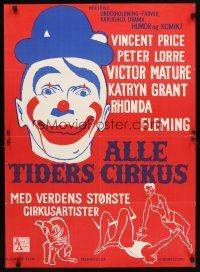 4a365 BIG CIRCUS Danish '61 cool artwork of clown & other circus performers!